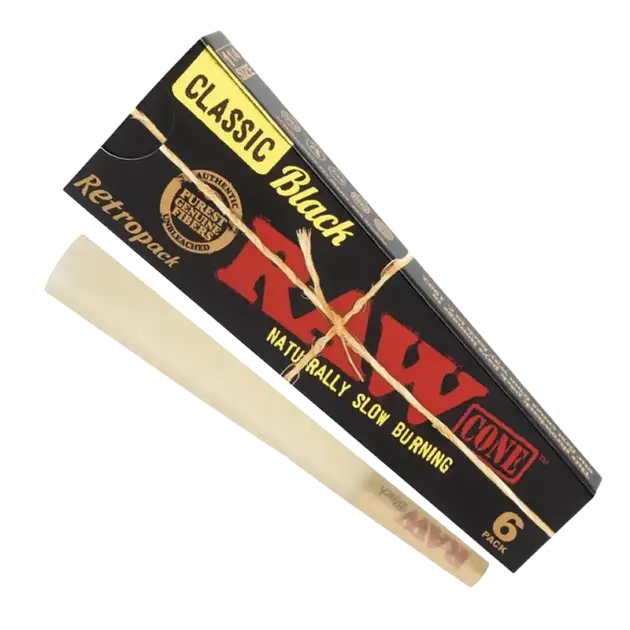 RAW - Classic Black Cones 1 1/4 - 6pk