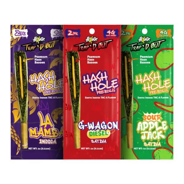 HiXotic – Trap'd Out THCA Hash Hole Pre-Rolls – 4g (2ct)