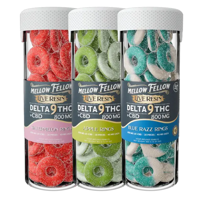 Mellow Fellow -  Delta 9 + CBD Live Resin Gummy Rings - 800mg