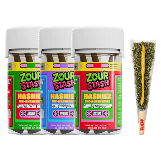 Zour Stash - Hashiez - THCA Hash Hole Pre-Rolls - 3ct