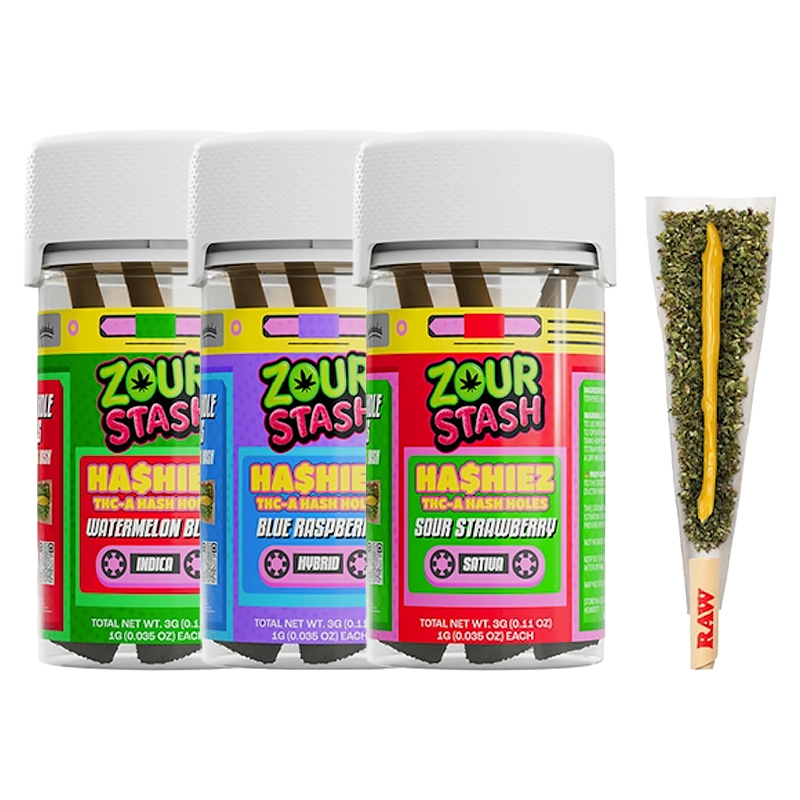 Zour Stash - Hashiez - THCA Hash Hole Pre-Rolls - 3ct