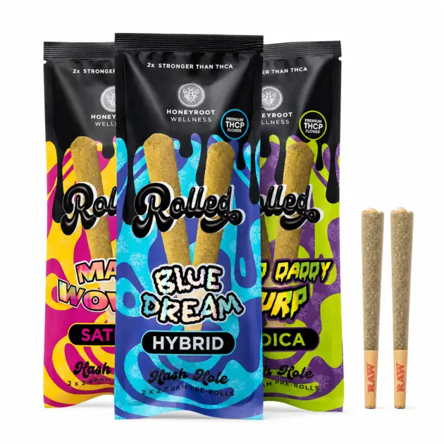 HoneyRoot – Rolled THC-P Hash Hole Pre-Rolls – 4g- Group